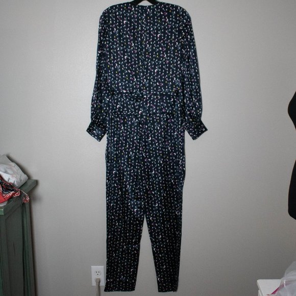 Tanya Taylor Ainsley Silk Surplice Navy Jumpsuit - Picture 5 of 13